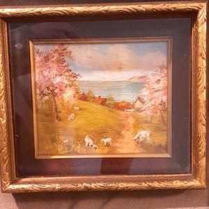 1940s oil on board, signed AW, shadow box framed